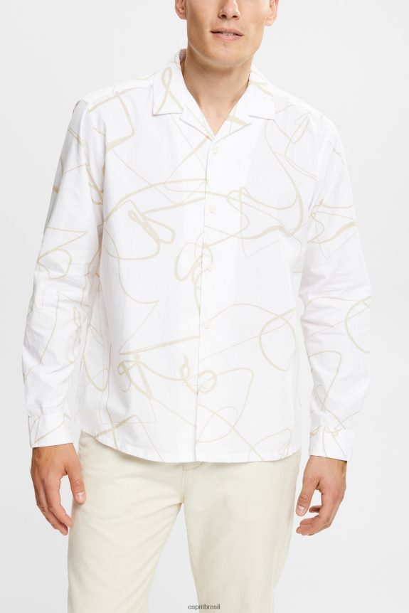 camisa com estampa homens Esprit branco camisas 82P6TP909