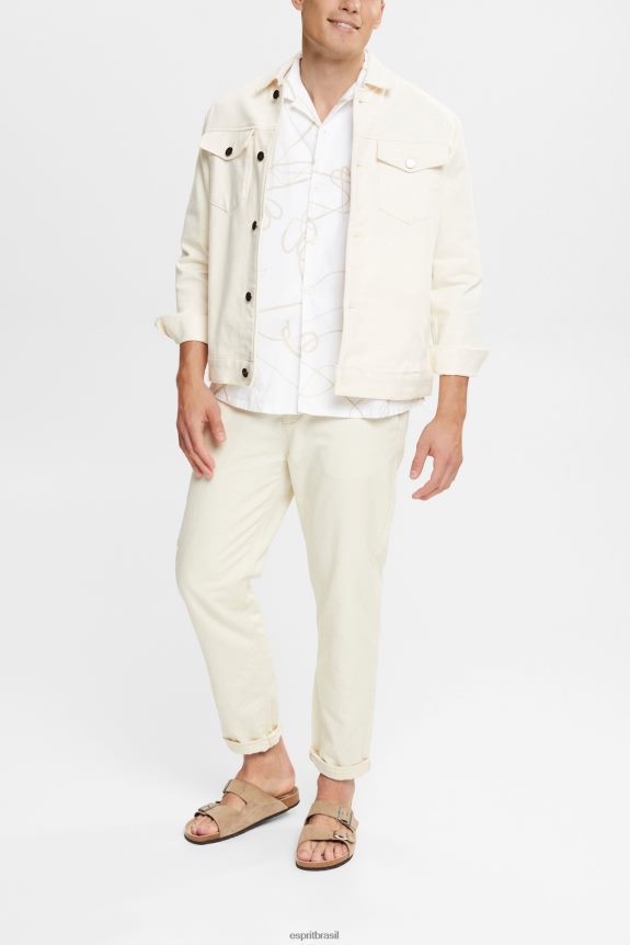 camisa com estampa homens Esprit branco camisas 82P6TP909