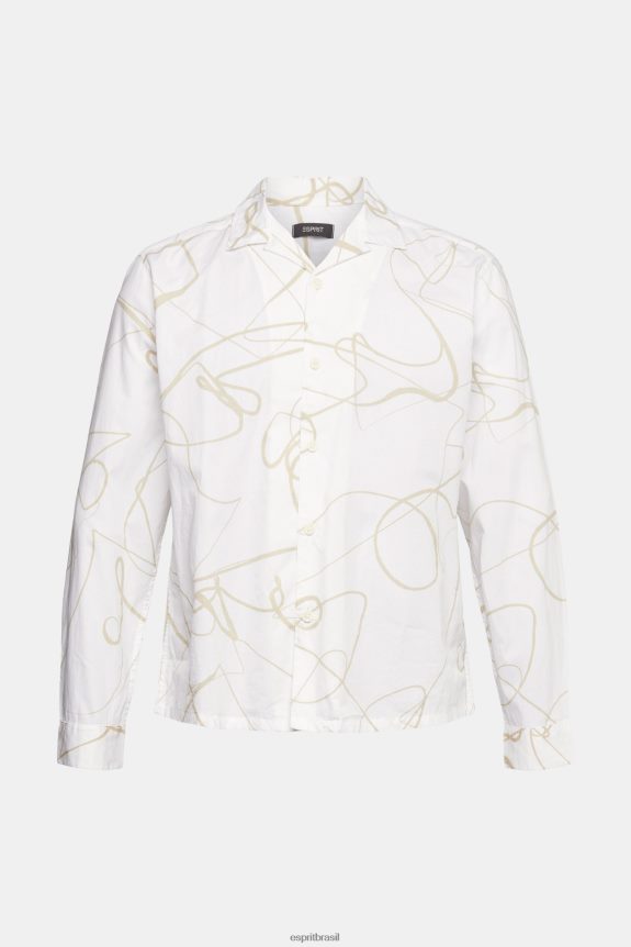 camisa com estampa homens Esprit branco camisas 82P6TP909