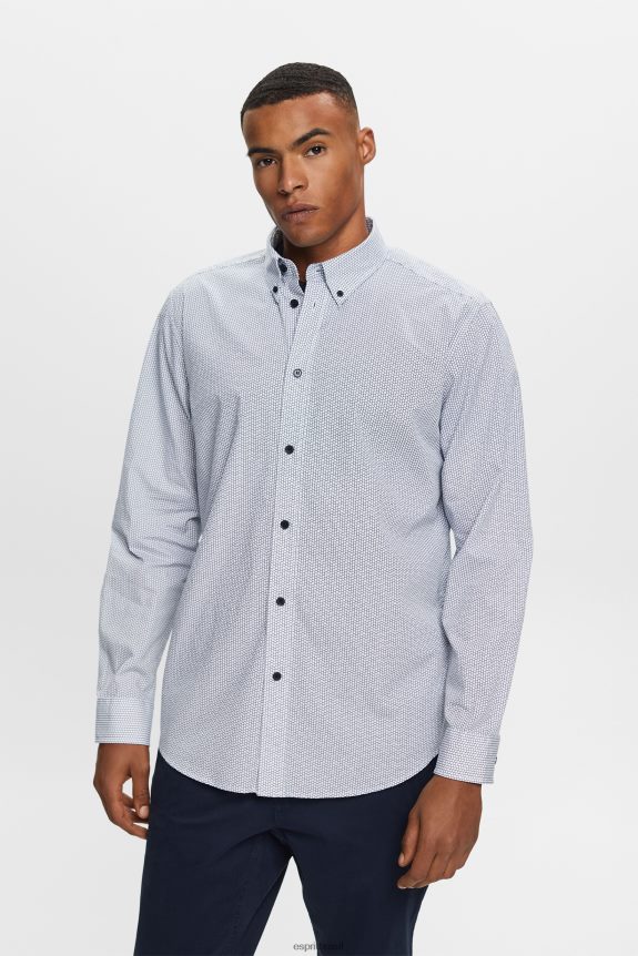 camisa de popelina de algodão homens Esprit marinha camisas 82P6TP575