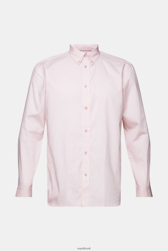 camisa de popelina de algodão homens Esprit rosa velho camisas 82P6TP577