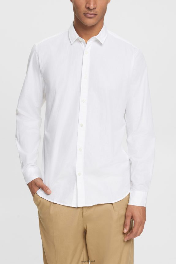 camisa justa homens Esprit branco camisas 82P6TP883