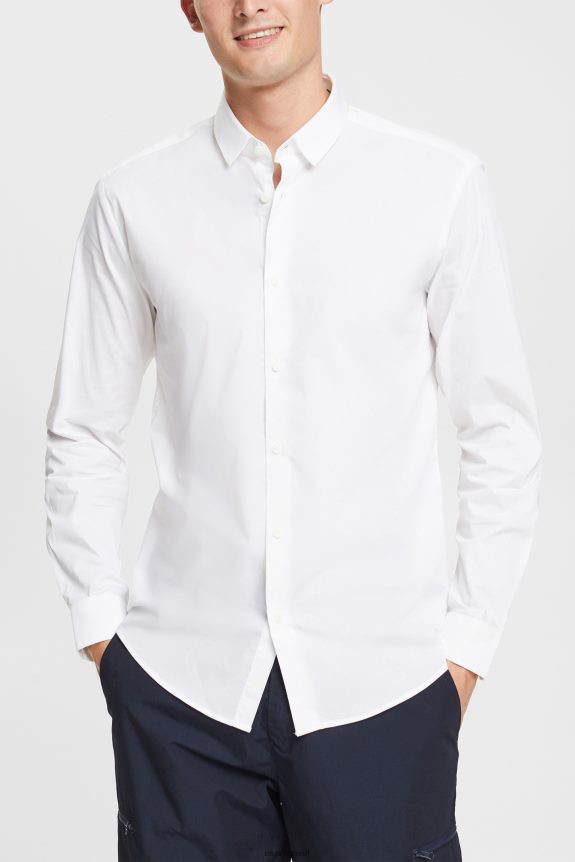 camisa justa homens Esprit branco camisas 82P6TP914