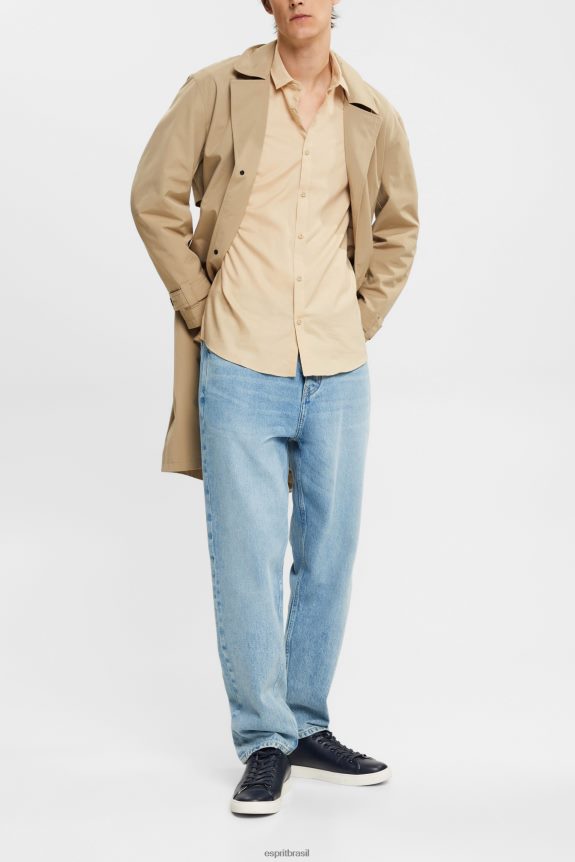 camisa justa homens Esprit creme bege camisas 82P6TP854