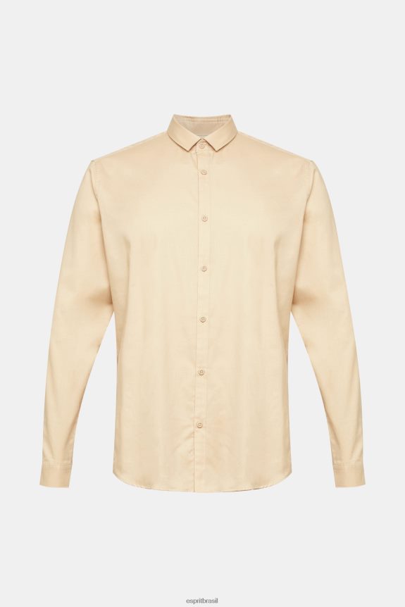 camisa justa homens Esprit creme bege camisas 82P6TP854