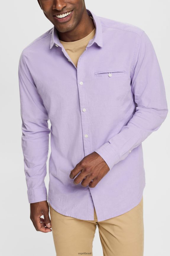 camisa justa homens Esprit lilás camisas 82P6TP912