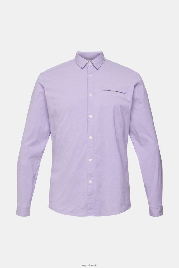 camisa justa homens Esprit lilás camisas 82P6TP912