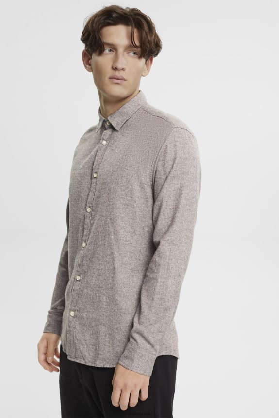 camisa justa homens Esprit marrom escuro camisas 82P6TP700