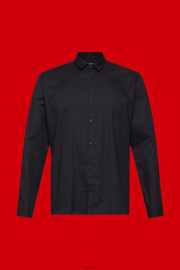 camisa justa homens Esprit preto camisas 82P6TP853