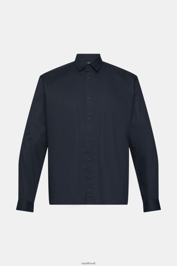 camisa justa homens Esprit preto camisas 82P6TP913