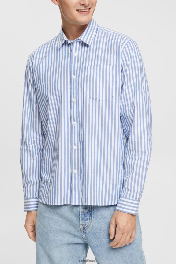 camisa listrada homens Esprit azul camisas 82P6TP873