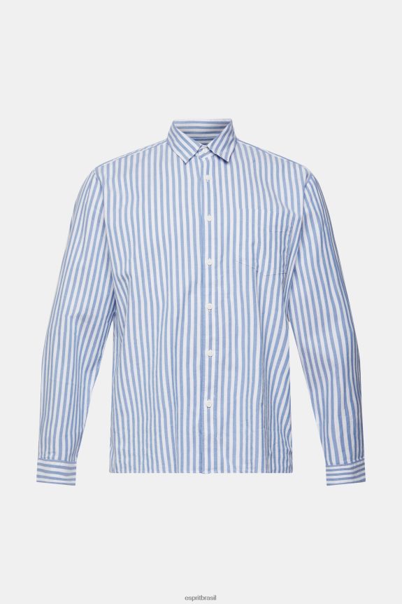 camisa listrada homens Esprit azul camisas 82P6TP873
