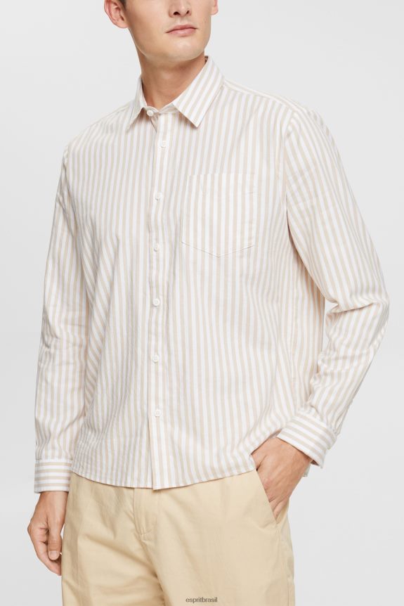 camisa listrada homens Esprit creme bege camisas 82P6TP871
