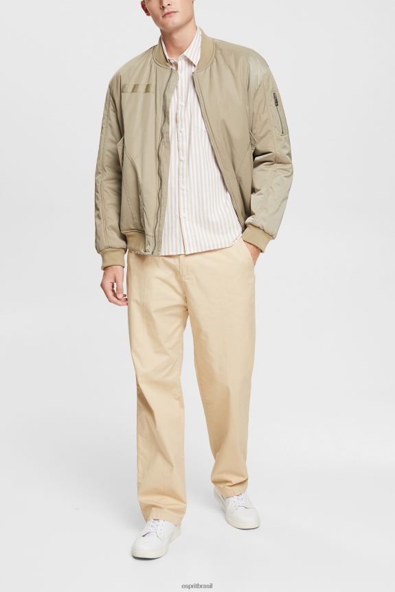 camisa listrada homens Esprit creme bege camisas 82P6TP871