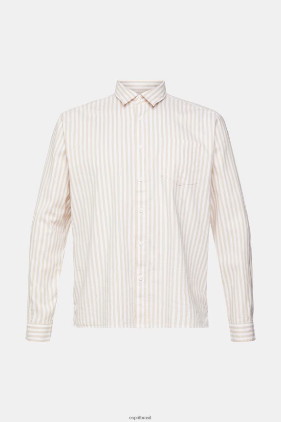 camisa listrada homens Esprit creme bege camisas 82P6TP871