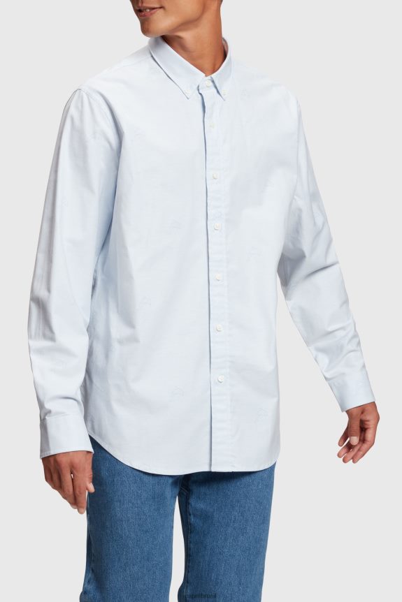 camisa oxford com estampa toda relaxada homens Esprit azul claro camisas 82P6TP795