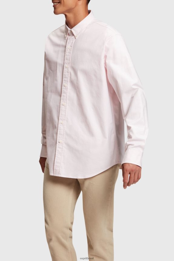 camisa oxford com estampa toda relaxada homens Esprit luz rosa camisas 82P6TP796