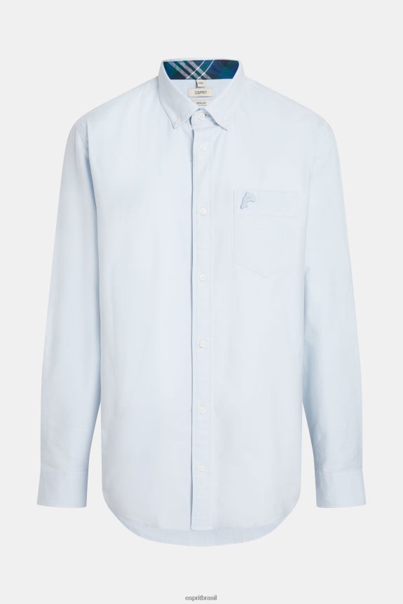 camisa oxford regular homens Esprit azul claro camisas 82P6TP800