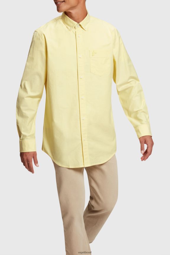 camisa oxford regular homens Esprit girassol amarelo camisas 82P6TP801