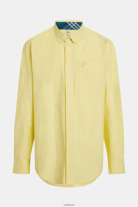 camisa oxford regular homens Esprit girassol amarelo camisas 82P6TP801