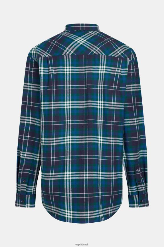camisa xadrez de flanela homens Esprit verde-azulado camisas 82P6TP794