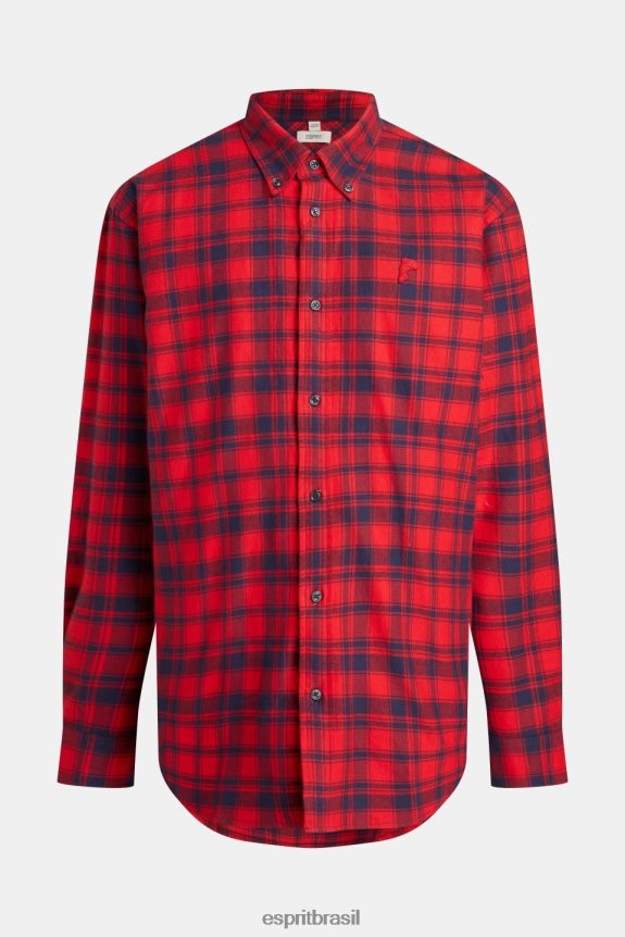 camisa xadrez de flanela homens Esprit vermelho camisas 82P6TP792
