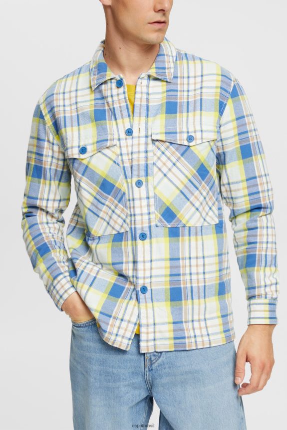 camisa xadrez homens Esprit azul camisas 82P6TP886