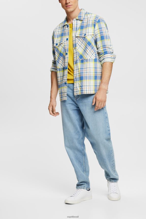 camisa xadrez homens Esprit azul camisas 82P6TP886