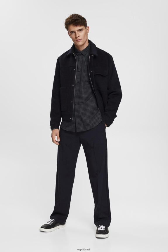 camisa xadrez slim fit homens Esprit preto camisas 82P6TP687
