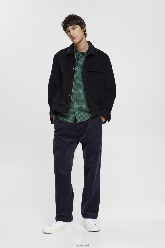 camisa xadrez slim fit homens Esprit verde escuro camisas 82P6TP688