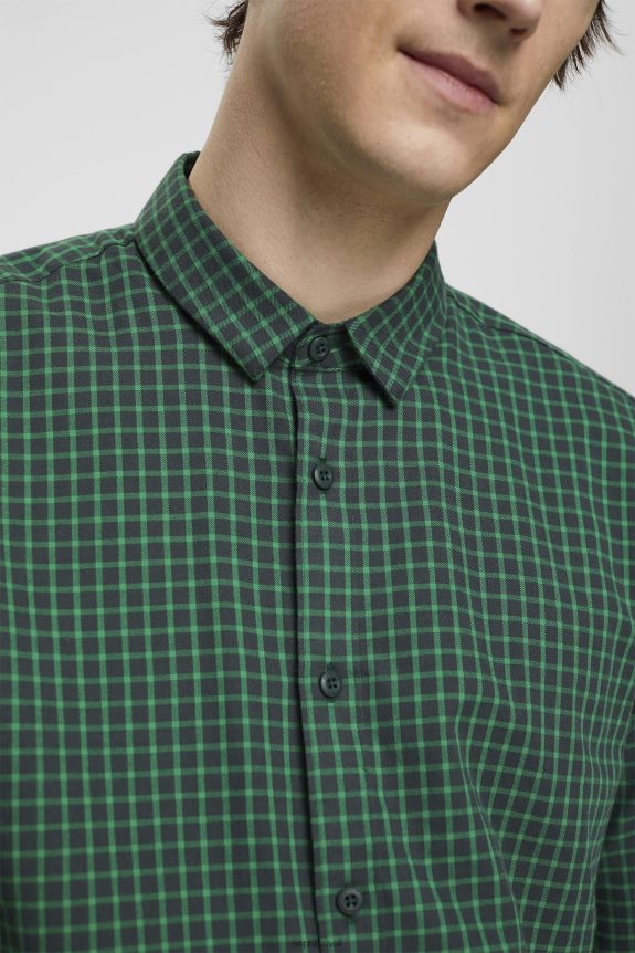 camisa xadrez slim fit homens Esprit verde escuro camisas 82P6TP688