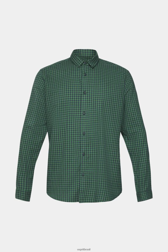 camisa xadrez slim fit homens Esprit verde escuro camisas 82P6TP688