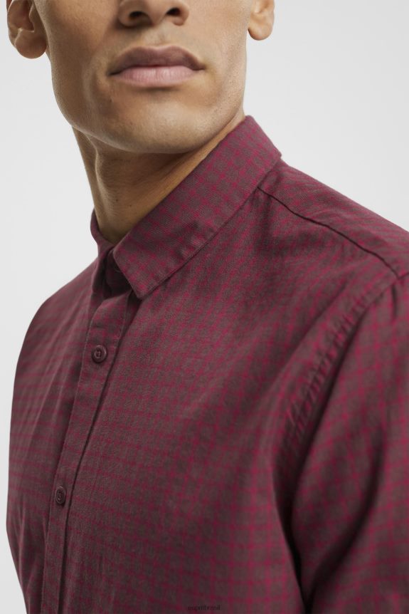 camisa xadrez slim fit homens Esprit vermelho bordeaux camisas 82P6TP690