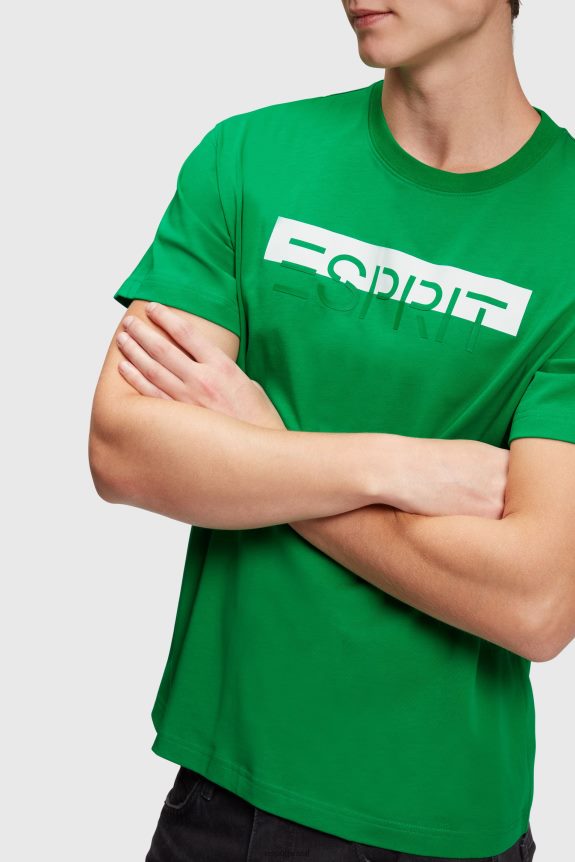 camiseta com aplique de logo e brilho fosco homens Esprit verde Camisetas 82P6TP617