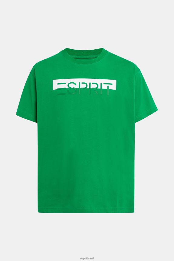 camiseta com aplique de logo e brilho fosco homens Esprit verde Camisetas 82P6TP617