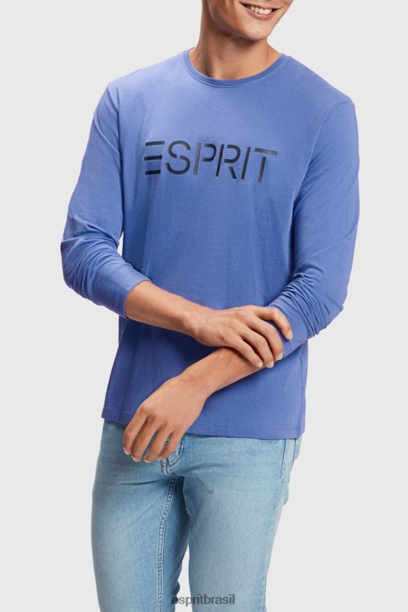 camiseta com estampa de logo homens Esprit azul Camisetas 82P6TP867