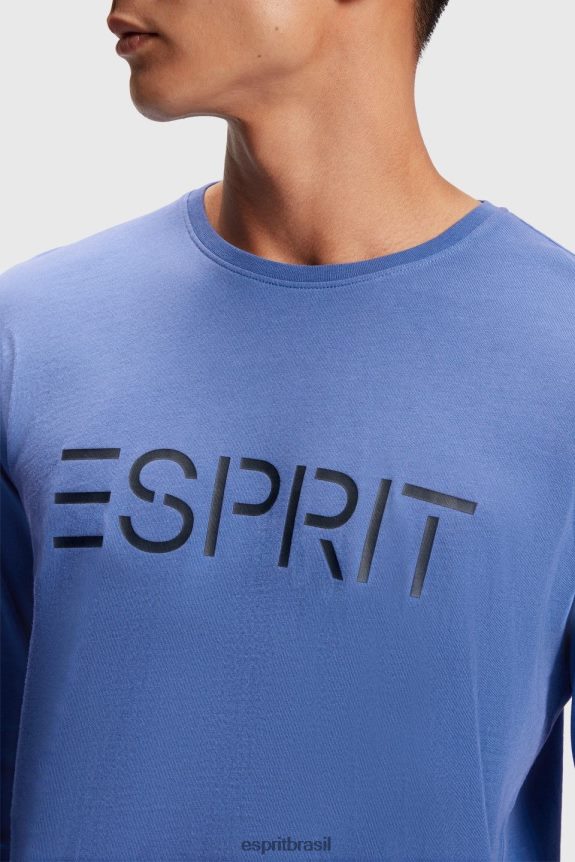 camiseta com estampa de logo homens Esprit azul Camisetas 82P6TP867