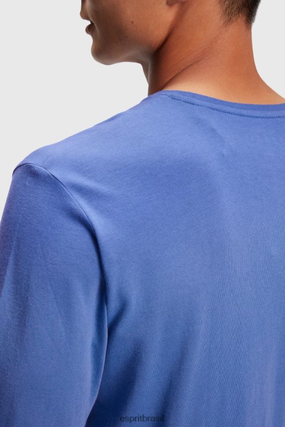 camiseta com estampa de logo homens Esprit azul Camisetas 82P6TP867