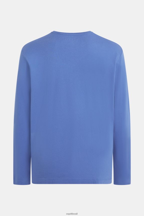 camiseta com estampa de logo homens Esprit azul Camisetas 82P6TP867