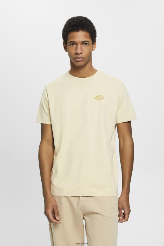 camiseta com estampa de logo homens Esprit bege Camisetas 82P6TP600