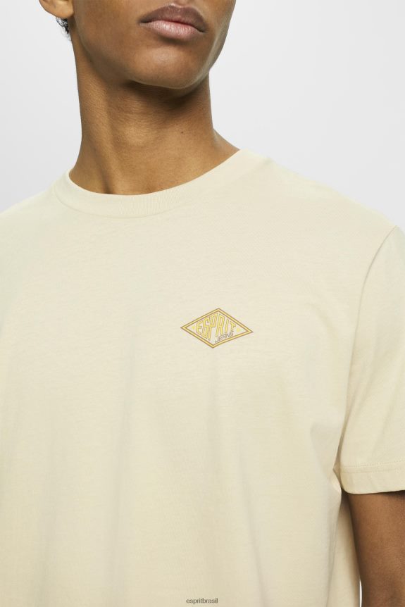 camiseta com estampa de logo homens Esprit bege Camisetas 82P6TP600
