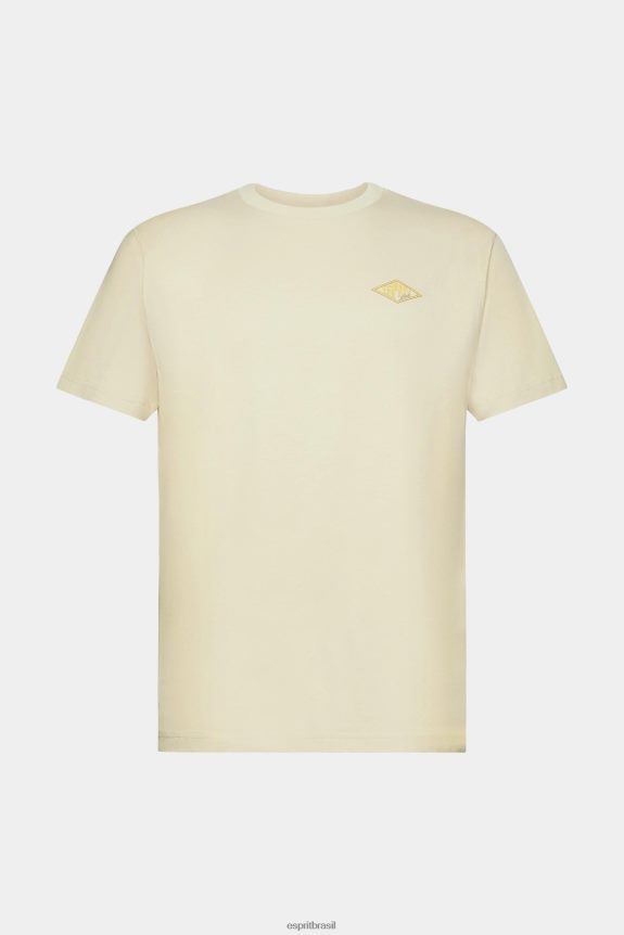 camiseta com estampa de logo homens Esprit bege Camisetas 82P6TP600