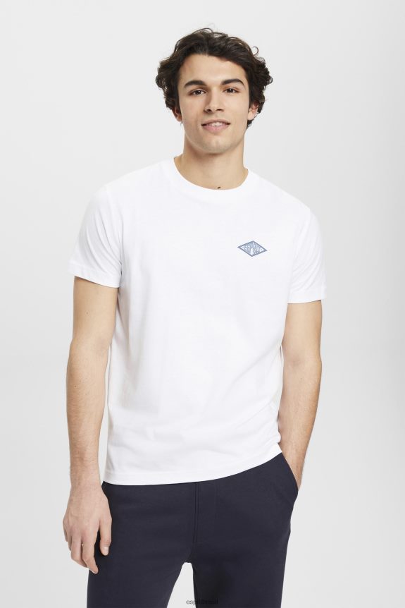 camiseta com estampa de logo homens Esprit branco Camisetas 82P6TP599