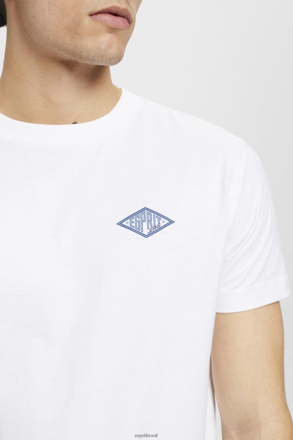 camiseta com estampa de logo homens Esprit branco Camisetas 82P6TP599