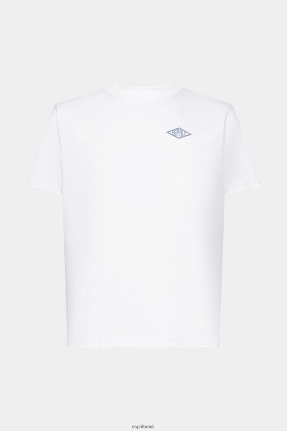 camiseta com estampa de logo homens Esprit branco Camisetas 82P6TP599