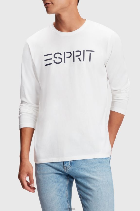 camiseta com estampa de logo homens Esprit branco Camisetas 82P6TP864