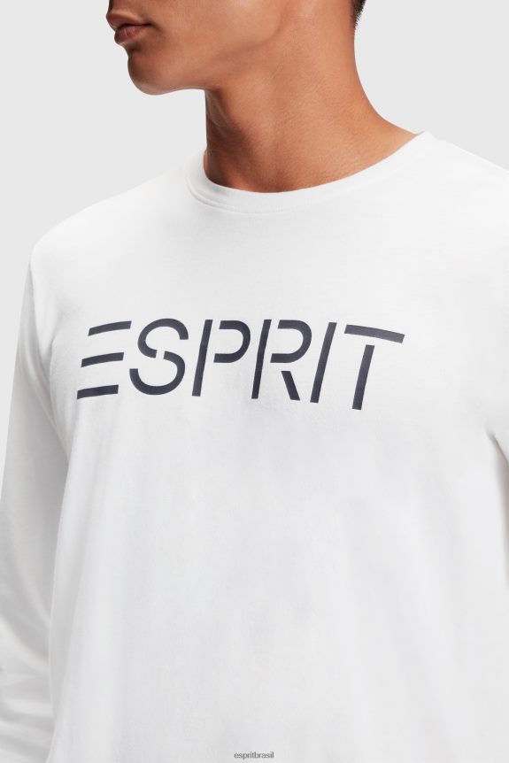 camiseta com estampa de logo homens Esprit branco Camisetas 82P6TP864