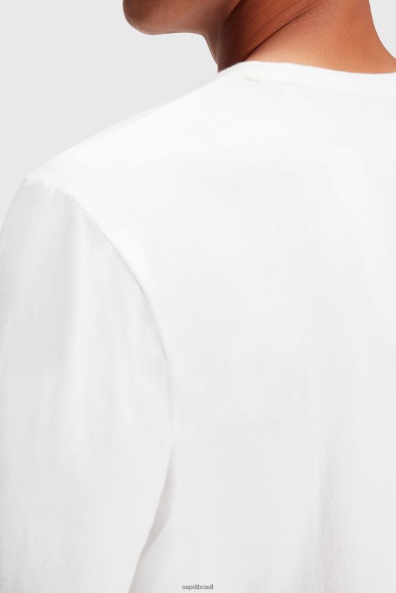 camiseta com estampa de logo homens Esprit branco Camisetas 82P6TP864
