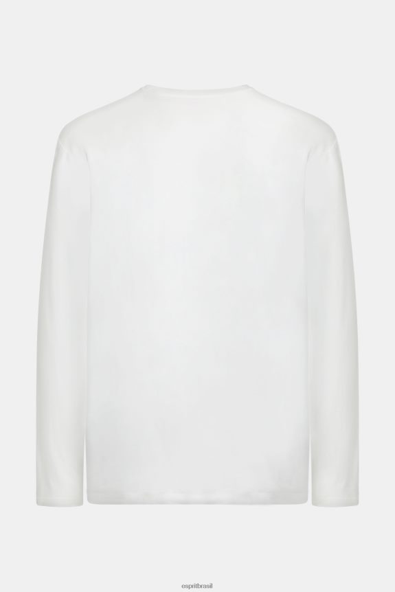 camiseta com estampa de logo homens Esprit branco Camisetas 82P6TP864
