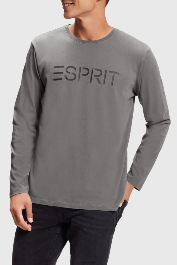 camiseta com estampa de logo homens Esprit cinza médio Camisetas 82P6TP863